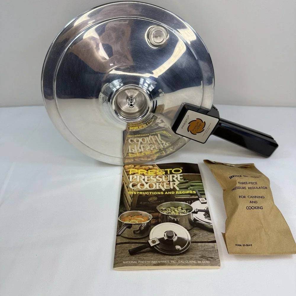 VTG 1977 Presto 4 Qt Pressure Cooker 017/PA4 Aluminum NOS Manual Regulator USA